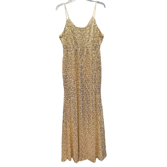 Gold Sequin Formal Evening Maxi Dress Size 6 - Picture 1 of 10